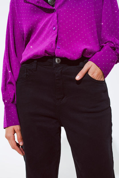 Cotton mid rise slouchy jean in black - Coloured Jeans