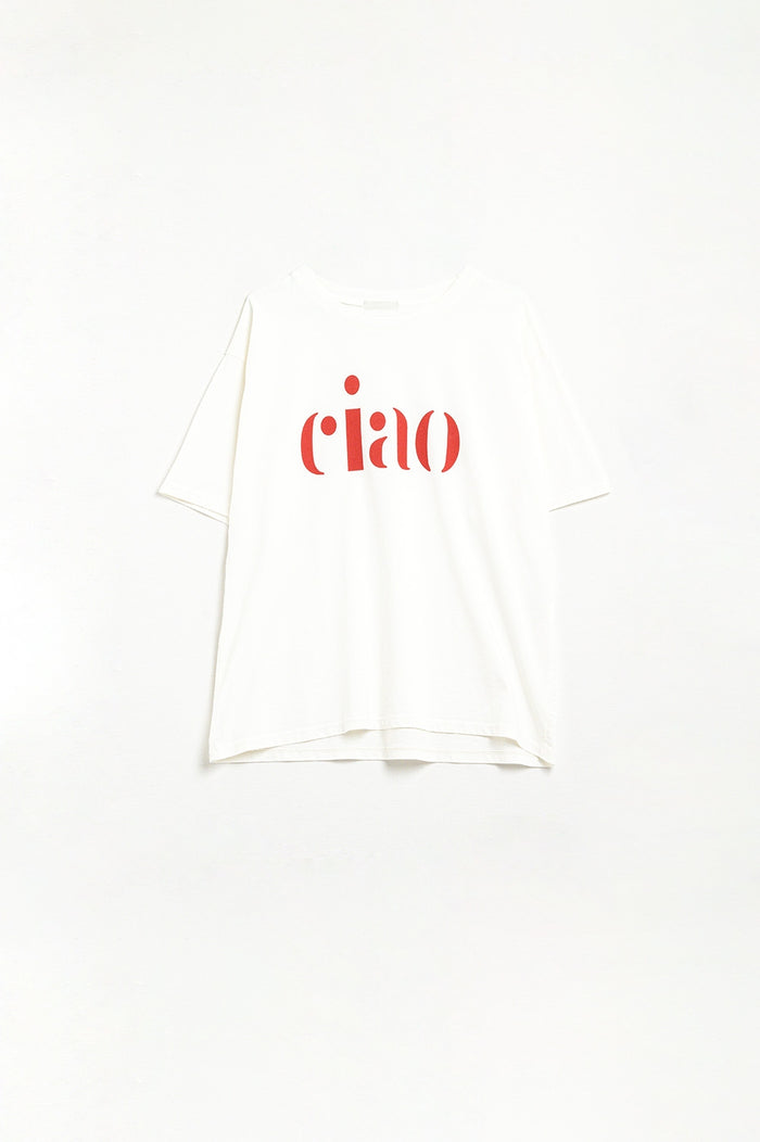 Cotton t-shirt made in Italy with Ciao logo in red - top