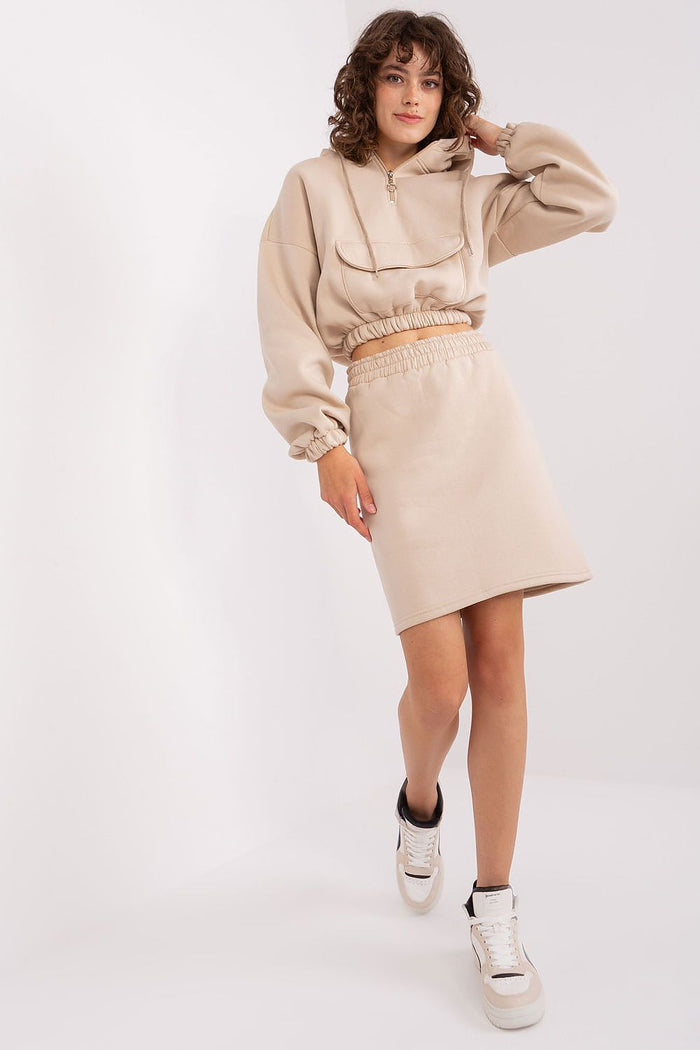 Cozy Hoodie and Skirt Set for Everyday Comfort beige 2 one-size-fits-all - Outfit Sets