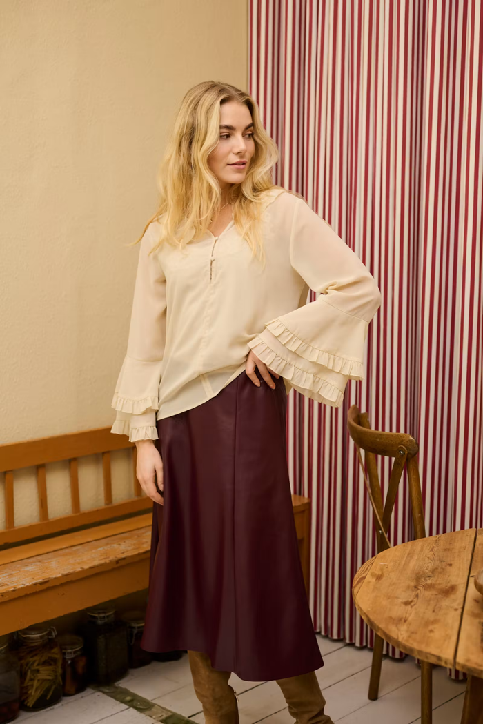 Cream 10614242 CRPaloma Skirt Dark Cabernet front view by Cream Shop Cream at Dotique