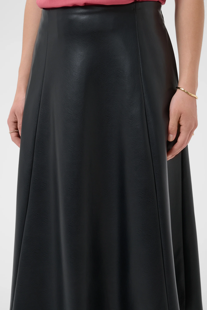 Cream 10614242 CRPaloma Skirt Pitch Black by Cream black faux leather skirt Shop Cream at Dotique