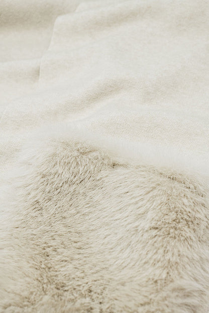 cream High quality knitted maxi cardigan with fur pockets