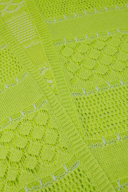 Crochet Maxi Cardigan In Lime With Long Sleeves