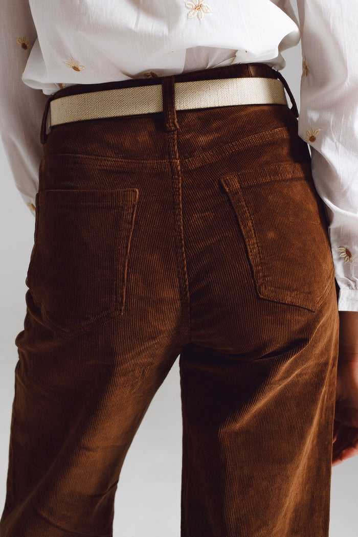 Cropped cord pants in brown - trousers, Coloured Jeans