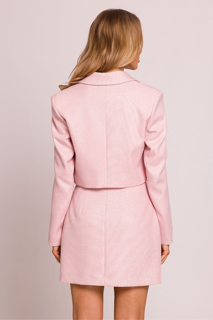 Cropped Tailored Blazer for Women in Soft Pink - Blazers