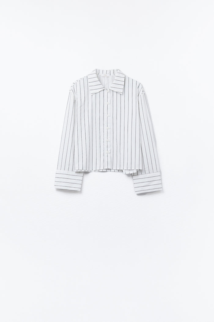 cropped white striped poplin shirt - Shirts