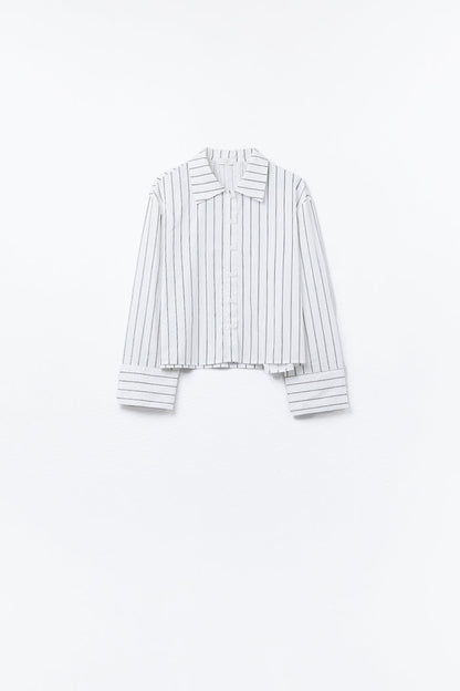 cropped white striped poplin shirt - Shirts