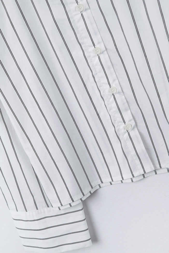 cropped white striped poplin shirt - Shirts