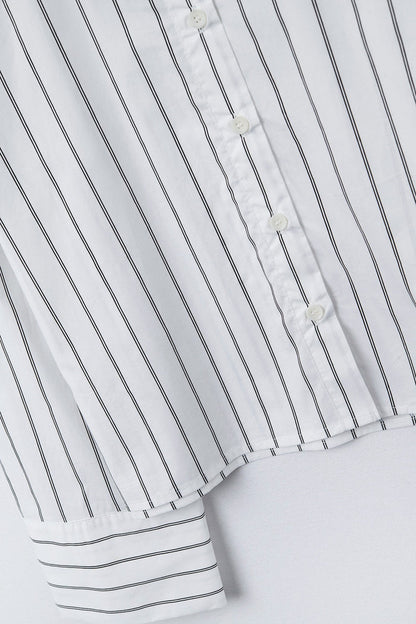 cropped white striped poplin shirt - Shirts