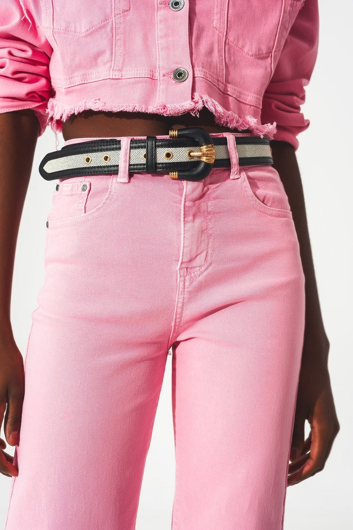 Cropped wide leg jeans in pink - Coloured Jeans
