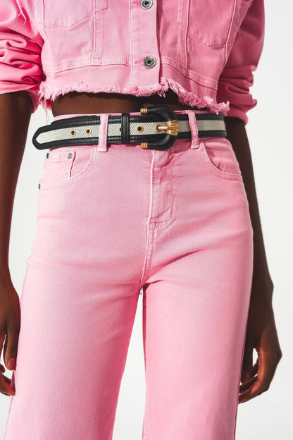 Cropped wide leg jeans in pink - Coloured Jeans