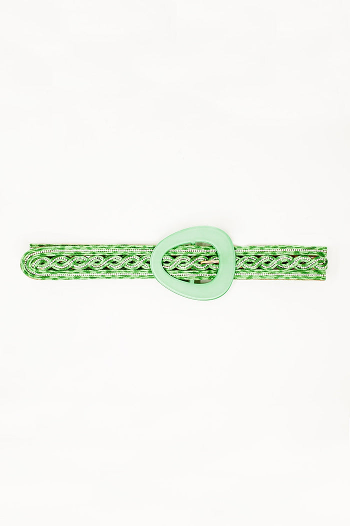 Crystal Embellished Belt in Green