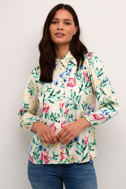 Culture 50110351 CUjulie Green Red Flower Print Shirt - Dotique Chesterfield