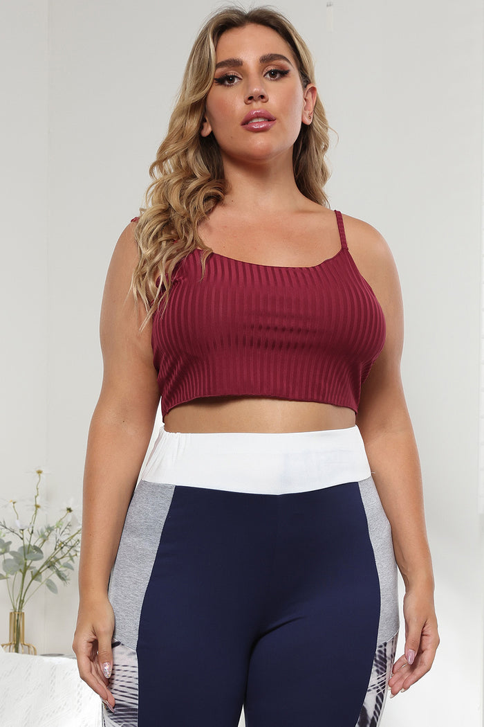 Curvy Plus Size Crop Top in Burgundy Brick Red - Tank Tops
