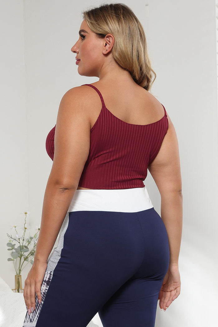 Curvy Plus Size Crop Top in Burgundy - Tank Tops
