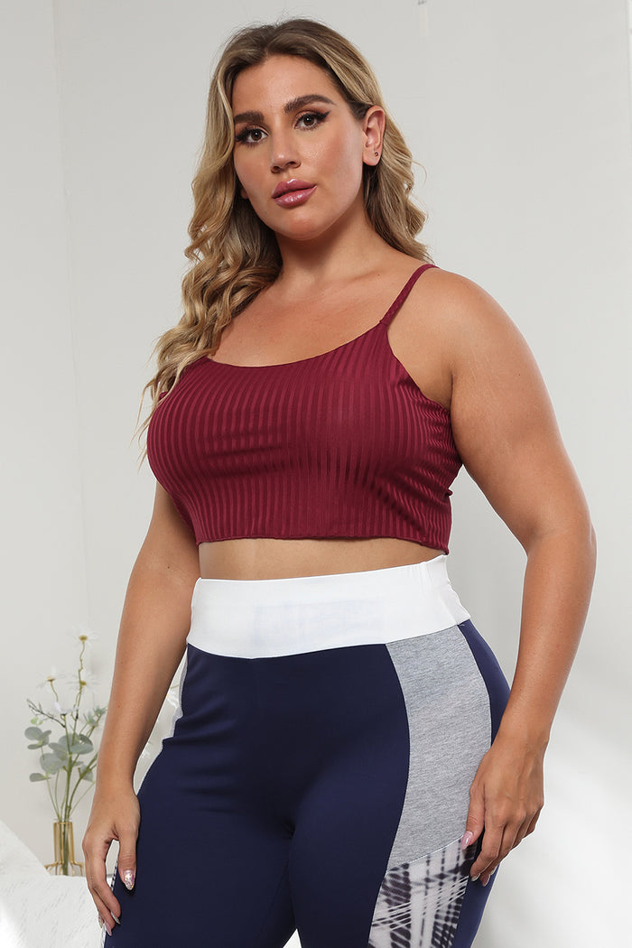 Curvy Plus Size Crop Top in Burgundy - Tank Tops