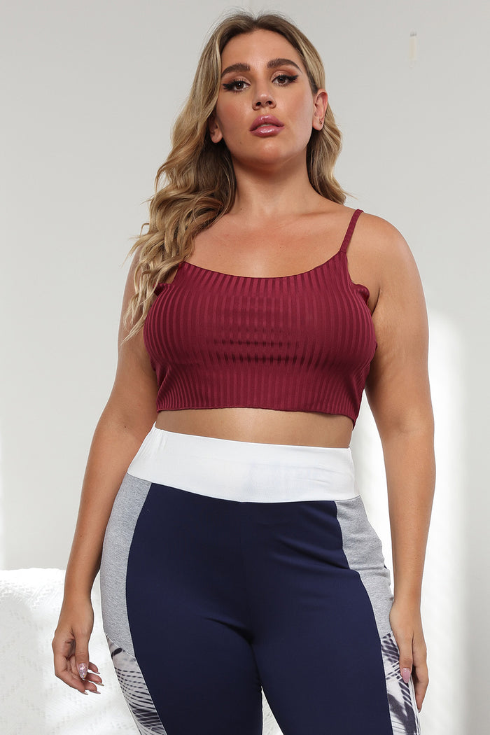 Curvy Plus Size Crop Top in Burgundy - Tank Tops
