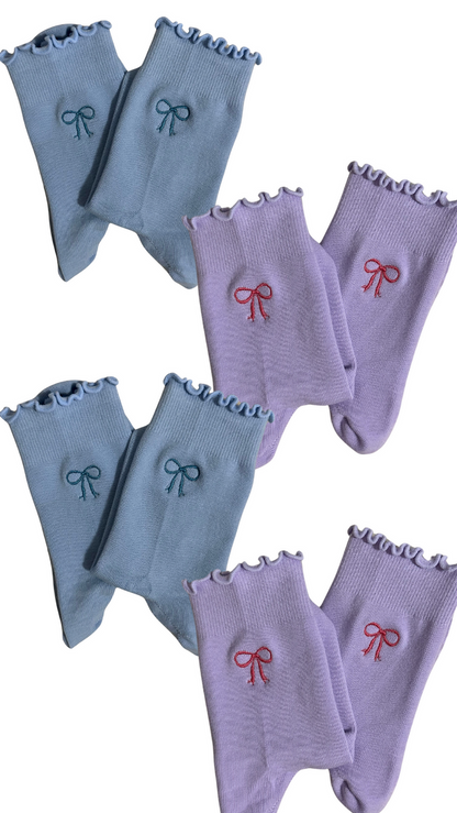Ruffle bow grip socks