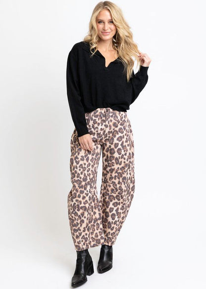 Dani Leopard Denim Barrel Jean