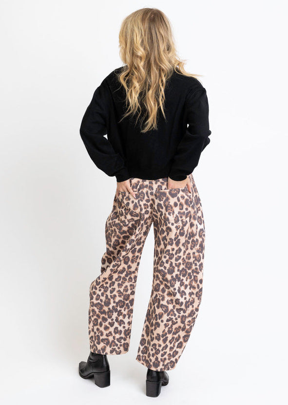 Dani Leopard Denim Barrel Jean