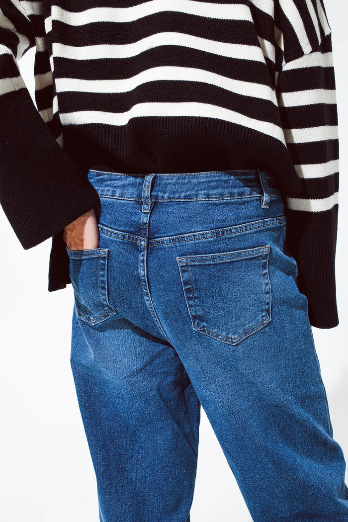 Dark blue oversized boyfriend jeans - Denim