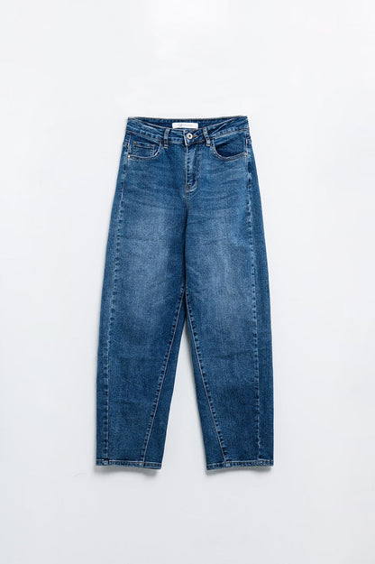 Dark blue oversized boyfriend jeans - Denim