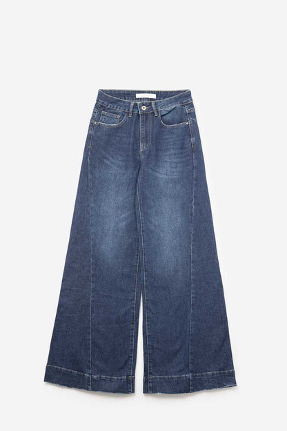 Dark wash Blue Jeans with extra wide leg - Denim
