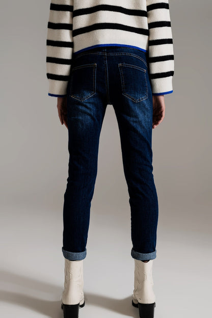 Dark wash skinny jeans with elastic elastan - Denim
