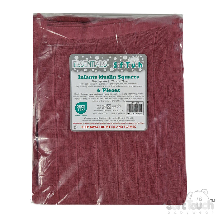 Deco Rose Muslin Squares (PK6) MS01-DR