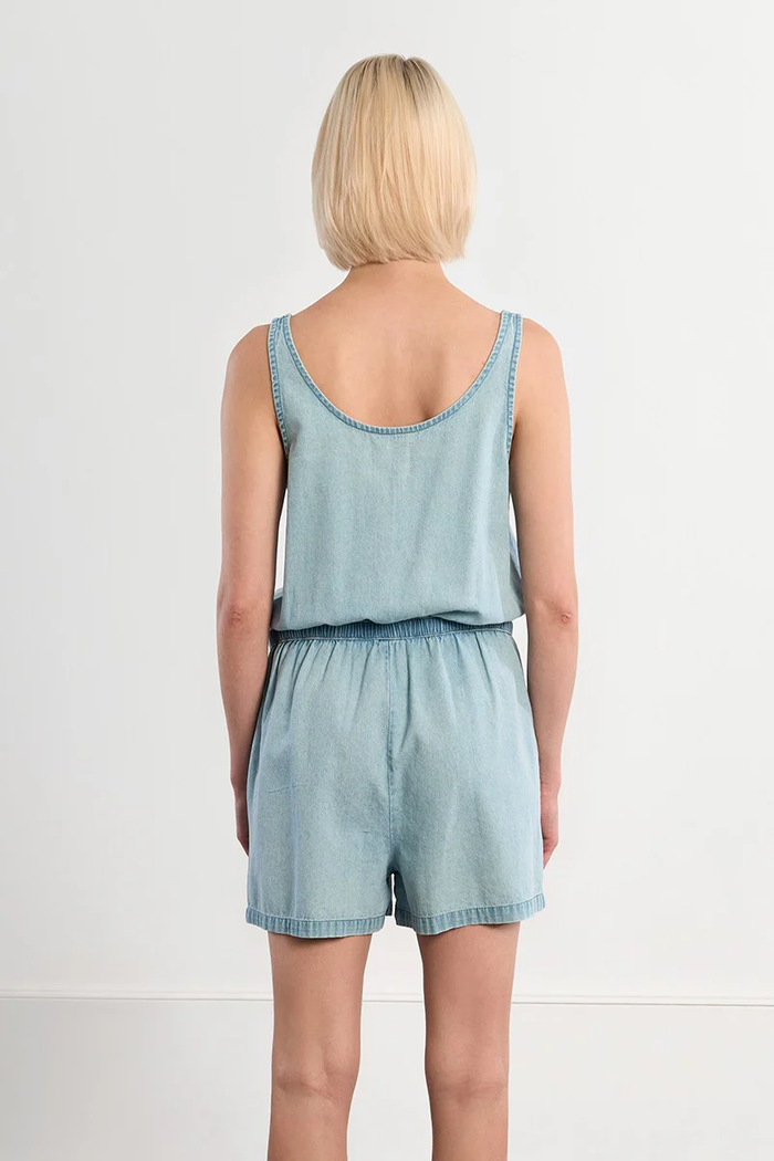 Denim Blues Cotton Romper