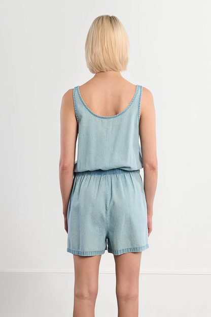 Denim Blues Cotton Romper