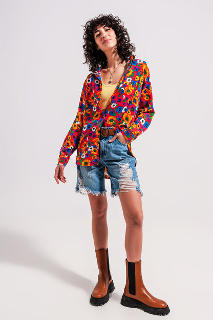 Denim shorts with distressing in light blue - Denim