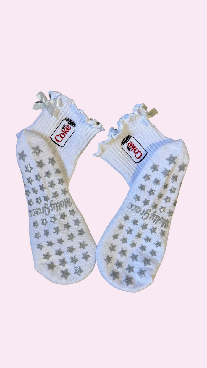 Pilates themed grip socks