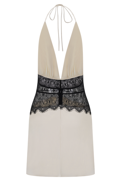 Dinah Lace And Satin Mini Dress - Black/Ivory