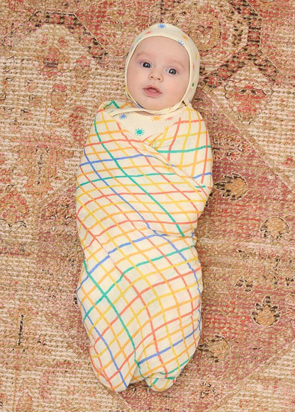 Ditto - Rainbow Check Large Muslin Swaddle Blanket - Swaddling Blankets