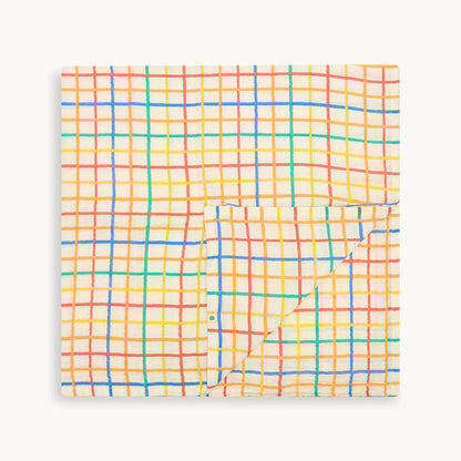 Ditto - Rainbow Check Large Muslin Swaddle Blanket - Swaddling Blankets