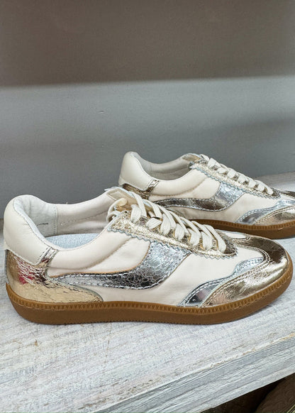 silver gold sneaker notice by dolce vita