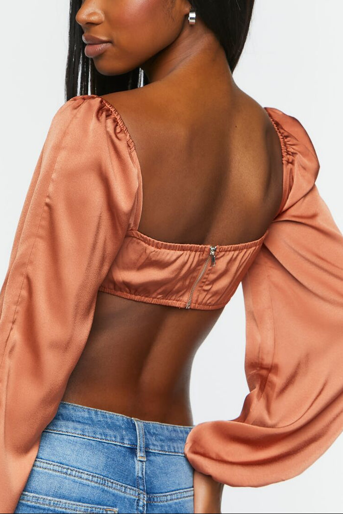 Draped Satin Crop Top