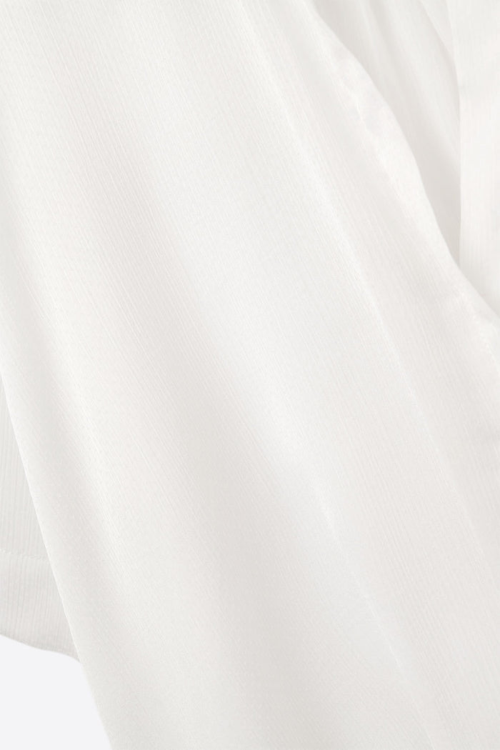 Draped Short Sleeve Blouse in White - Shirts