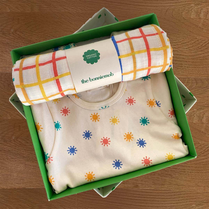 Dreamy & Ditto Set - Baby Playsuit & Muslin Swaddle Blanket Gift Box - Baby Gift Sets