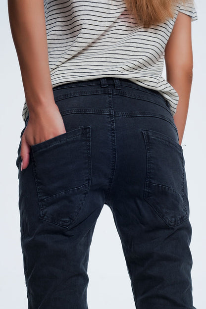 Drop crotch skinny jean in grey - Coloured Jeans