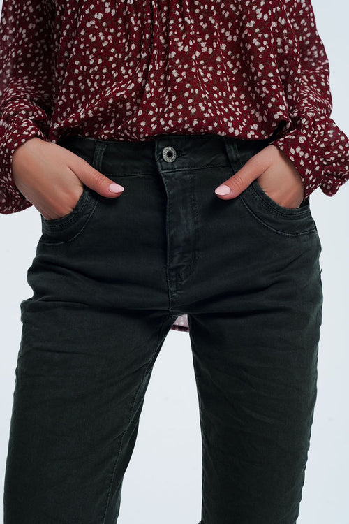 Drop crotch skinny jean in khaki - Coloured Jeans
