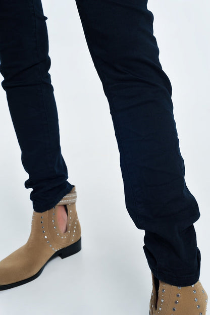 Drop crotch skinny jean in navy - Coloured Jeans