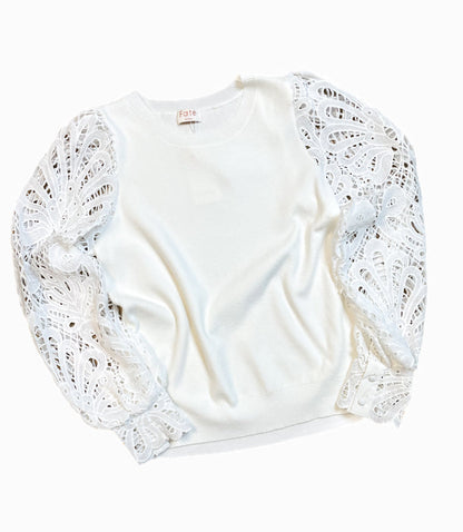 Eden Eyelet Sleeve Sweater
