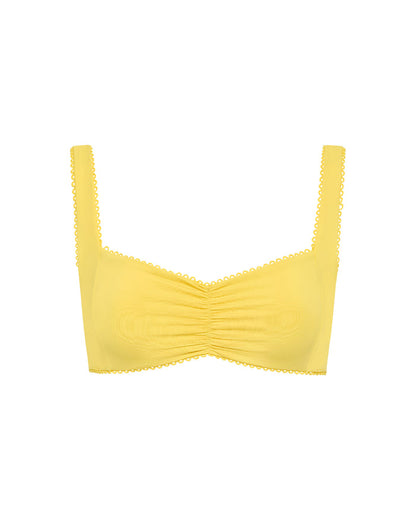 LSPACE Effie bikini top in Ditsy, off-model flat lay.