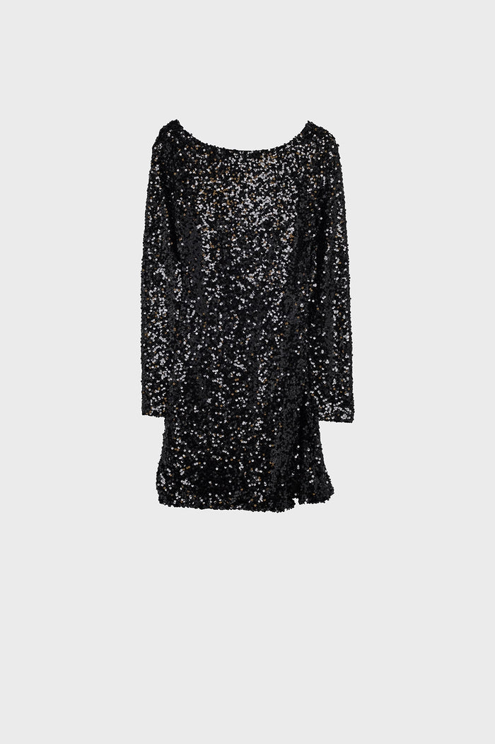 Embellished mini dress in black - dress