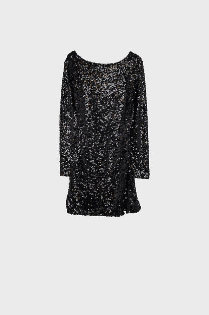 Embellished mini dress in black - dress
