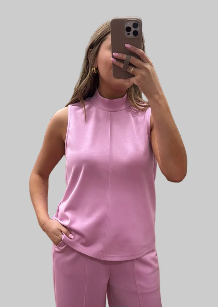 Every Day Moments Knit Set Sleeveless Top - Pink by entro spring