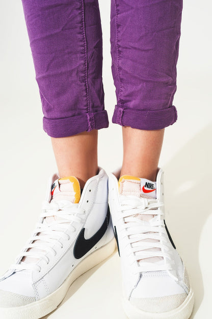 Exposed buttons skinny jeans in purple - Coloured Jeans