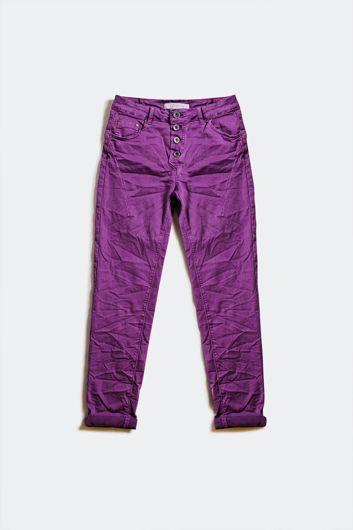Exposed buttons skinny jeans in purple - Coloured Jeans